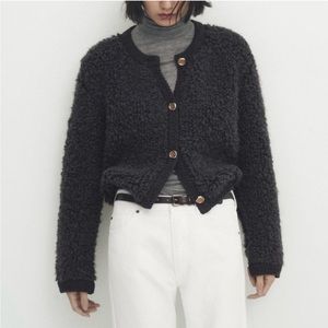 NWT Massimo Dutti Boucle knit cardigan with buttons
